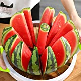 Extra Large Watermelon Slicer Cutter Comfort Silicone Handle,Home Stainless Steel Round Fruit Vegetable Slicer Cutter Peeler Corer Server for Cantaloup Melon,Pineapple,Honeydew,Get 12,As Seen On TV