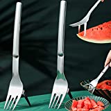 Zhongyu Watermelon Slicer Cutter 2 Pack, 2-in-1 Watermelon Fork Slicer, Summer Watermelon Cutting Artifact, Stainless Steel Fruit Forks Slicer Knife for Family Parties Camping