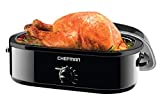 Chefman 14 Quart Roaster Oven Cooker w/High Dome Self-Basting Lid, Perfect for Slow Cooking, Baking, Serving & More, XL Family Size Fits 20 Lb Turkey or Roast, Removable Dishwasher Saf, Black