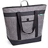 Jumbo Insulated Cooler Bag (Charcoal) with HD Thermal Foam Insulation. 30-Can Premium Quality Soft Cooler Makes a Perfect Insulated Grocery Bag, Food Delivery Bag, Travel Cooler bag, or Beach Cooler