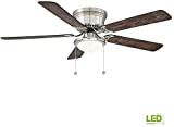 Hugger 56 in. LED Indoor Brushed Nickel Ceiling Fan with Light Kit Pull Chain
