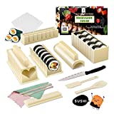 16 In 1 Sushi Making Kit Deluxe Edition, Sushi Maker Set with Complete 8 Shapes Sushi Rice Mold & Temaki Roller, Easy Home DIY Sushi Tool for Beginners, Instruction Manuel Included