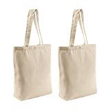 2 Pcs Reusable Large Canvas Tote Bags with Separate Packaging,Multi-purpose Blank Canvas Bags Use for Grocery Bags,Book Bags,Shopping Bags,Craft DIY Drawing,Gift Bags, etc.(15.7''x15.7''x4.7'')