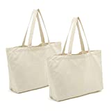 Cotton Canvas Tote Bags DIY Crafts Blank Plain Natural Canvas Bag,Great Wedding Gift Canvas Craft Bags,12.2'W x 13'H,2pcs