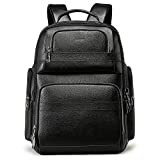 BOPAI 40L Genuine Leather Backpack for Men 15.6 inch Laptop Backpack with USB Charging Business Travel Backpack