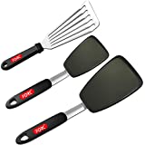 Forc Spatulas for Nonstick Cookware, 3 Pack 600°F Spatulas Silicone Heat Resistant, Spatulas Turner, Kitchen Spatulas for Steak,Eggs,Burger,Crepes,Cookie, Black