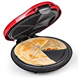 Taco Tuesday Deluxe 10' 6-Wedge Electric Quesadilla Maker with Extra Stuffing Latch, Red