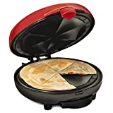 Taco Tuesday Deluxe 8-Inch 6-Wedge Electric Quesadilla Maker with Extra Stuffing Latch, Red