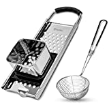 NejaMart Authentic German Spaetzle Maker - Premium Grade Stainless Steel with Comfortable Rubber Grip, Easy to Use & Clean, Easy to Fit German Noodle Press Over All Types of Pots & Pans