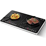 Aobosi Electric Double Induction Cooktop, Portable Double Countertop Burner 1800W Induction Burner Sensor Touch 9 Power Levels Child Safety Lock 120 Mins Timer 2 burners Multiple Power Settings