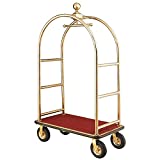 Gold Stainless Steel Bellman Cart Curved Uprights 8' Pneu. Casters, 41-1/4'L x 24'W x 75'H
