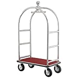 Silver Stainless Steel Bellman Cart Curved Uprights 8' Pneu Casters, 41-1/4'L x 24'W x 75'H