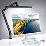 LED Desk Lamp, Metal Polarized Architect Clip Light with Gesture Sensing Switch, Eye-Caring Dimmable Swing Arm Desk Lamp with Clamp for Home Office, 4 Color Modes & Brightness Levels
