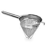 Bemaluve CCB-8R Stainless Steel Reinforced Bouillon Strainer, 8 inch - Extra Fine Mesh - Easily Strain Custards, Purees, Soups and Sauces