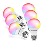 DAYBETTER Smart Light Bulbs, RGBW Wi-Fi Color Changing Led Bulbs Compatible with Alexa & Google Home Assistant, A19 E26 9W 800LM Multicolor Led Light Bulb, No Hub Required, Light Bulbs 6 Pack