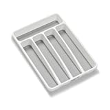madesmart Classic Mini Silverware Tray - White | CLASSIC COLLECTION | 5-Compartments | Kitchen Organizer |Soft-grip Lining and Non-slip Rubber Feet | BPA-Free