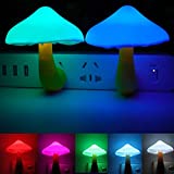 AUSAYE 2Pack Sensor LED Night Light Plug in Lamp 7 Color Changing Mushroom Light Cute Night Lights for Adults Kids NightLight Bedroom, Bathroom,Toilet,Hallway,Stairs,Kitchen