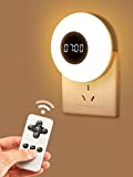 OneFire Night Lights Plug into Wall,2 PCS Clock Plug in Night Light for Kids Room,Remote Dimmable Kids Night Light,Toilet Light Bathroom Night Light,3 Color LED Baby Night Light,Nightlights for Adults