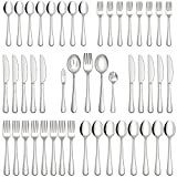 Hiware 45-Piece Silverware Set with Serving Utensils for 8, Food Grade Stainless Steel Flatware Cutlery Set for Home and Restaurant, Fork Spoon Knife Set, Mirror Finish, Dishwasher Safe