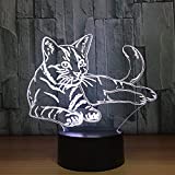 LAMPETZ 3D Illusion Lamp, Cat 3D LED Night Light with Remote Control,16 Colors Changing Bedside Cat Visual Decor Lamps Birthday Gifts for Kids Boys Girls (Cat)