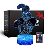 Night Light for Kids, XXMANX 3D Illusion Lamp 7 Colors Changing Touch & Remote Control Cool Christmas Gifts for Men Boys (Remote Control)