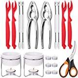 Hiware Seafood Tools Set - Crab Lobster Crackers and Picks Tools Service for 2, Includes Crab Leg Crackers, Seafood Scissors, Butter Warmers, Lobster Shellers, Crab Forks and Tealight Candles
