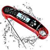 Digital Meat Thermometer with Probe - Waterproof, Kitchen Instant Read Food Thermometer for Cooking, Baking, Liquids, Candy, Grilling BBQ & Air Fryer - Red/Black