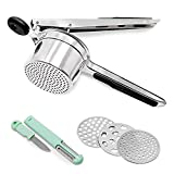 Cook Army Potato Ricer Stainless Steel Professional, 10 Oz Ricer Kitchen Tool, Non-Slip Handle Potato Press, Premium Stainless Steel Potato Ricer, Strong Mashed Potato Ricer, 3 Interchangeable Discs