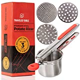 Potato Ricer for Pro Chefs - Stainless Steel Press for Mashed Potatoes - Professional Ricer Kitchen Tool with 3 Discs for Perfect Mashed Potato