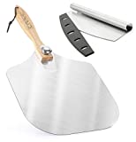 Metal Pizza Peel 12 Inch with Cutter and Pizza Box: Pizza Spatula Paddle, Slide Pizzas onto a Hot Stone Easily -Pizza Accessories and Supplies - Shovel: Pizza Paddle Pizza Turning Peel for Pizza Stone