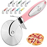 Zulay Kitchen Large Pizza Cutter Wheel - Premium Stainless Steel Pizza Slicer - Easy To Clean & Cut Pizza Wheel - Super Sharp, Non-Slip Handle & Dishwasher Friendly - Pink
