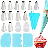 Piping Bags and Tips Set, Cake Decorating Supplies for Baking with Reusable Pastry Bags and Tips, Standard Converters, Silicone Rings, Cake Decorating Tools for Cookie Icing Cakes Cupcakes