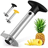 Simple Craft Pineapple Corer and Slicer Tool - Stainless Steel Pineapple Cutter With Sharp Built-in Blade & Detachable Handle - Heavy-Duty Pineapple Corer For Easy Coring & Ring Slices (Black)