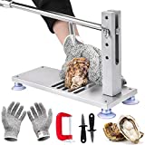 ZeroPone Oyster Clam Opener Machine Adjustable Oyster Shucker Machine with Stainless Steel Grillable Oyster Shucker Tool Set Including Knives, Glove and g-Clip, Seafood Tools for Hotel Family Buffet