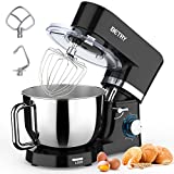 Stand Mixer 660w 6-Speed Food Mixer 7.5 QT Kitchen Electric Mixer Tilt-Head Dough Mixer with Dishwasher-Safe Dough Hooks,Beaters,Whisk & Stainless Steel Bowl (Black)