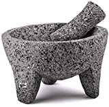Genuine Handmade Mexican Mortar and Pestle, Molcajete de Piedra Natural Volcanica Stone, Heavy & Durable, Perfect for Homemade Salsas, Guacamole, and other Molcajete Plates | Made in Mexico (8 Inches)