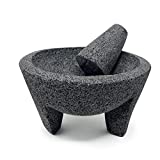Lindo Brand 9 inch Molcajete Mortar and Pestle, Mexican Handmade with Quality Lava Ideal as Herb Bowl, Spice Grinder, Pill Crusher, Pesto Powder, Volcanic Stone