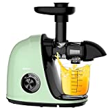 Juicer Machines, Jocuu Slow Masticating Juicer Extractor Easy to Clean, Soft/Hard Dual-Speed Quiet Motor Reverse Function Anti-Clogging, Cold Press Juice Extractor with Brush & Recipes (Light Green)