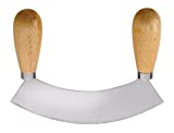 HIC's Mezzaluna Rocking Vegetable Chopper and Mincing Knife, 6.75-Inch Stainless Steel Blade with Wooden Handles