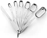 Spring Chef Heavy Duty Stainless Steel Metal Measuring Spoons for Dry or Liquid, Fits in Spice Jar, Set of 6 with bonus Leveler