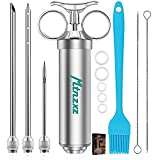 Marinade Injector Syringe and Brushes Set, Meat Injector Syringe with 3 Professional Marinade Injector Needles, Creates Tender Meat & Poultry Flavors, for BBQ Grill Smoker & Turkey & Brisket