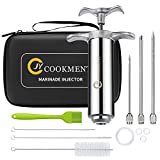 Meat Injector Syringe 2-oz Marinade Flavor Barrel 304 Stainless Steel with 3 Marinade Needles, Travel Case for BBQ Grill Smoker, Turkey, Brisket, Paper Instruction and E-book Included by JY COOKMENT