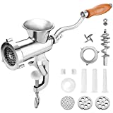 #8 Stainless Steel Hand Manual Meat Grinder w/ Stainless Steel Blade, (3) Sizes of S/S Cutting Plate & S/S Sausage Stuffing Tubes Included - By Montimax