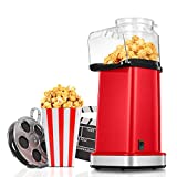  FOHERE Popcorn Popper Maker,1400W Hot Air Popcorn Machine with Measuring Cup,No Oil Healthy Snack,BPA Free,4.5 Quart, 2min Fast Popping,Theater Style, Aluminum Non-stick Pot Liner, Retro Red