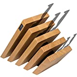 Artelegno Magnetic Knife Block Solid Beech Wood 5 Panel, Luxurious Italian Venezia Collection by Master Craftsmen Displays up to 10 High-End Knives Elegantly, Eco-friendly, Natural with Black Accents