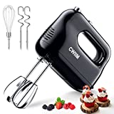 CWIIM Hand Mixer Electric, 5 Speed Portable Handheld Mixer with Eject Button, Kitchen Hand Mixer with Stainless Steel Whisk Dough Hooks and Beaters for Easy Whipping Cream Cake Cookies Black