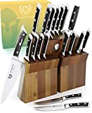 DALSTRONG Knife Set Block - 18-Pc Colossal Knife Set - Gladiator Series -German HC Steel - Acacia Wood Stand (Black Handles) - NSF Certified