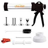 JowJow Jerky Gun Kit Food Grade Aluminum Cannon, Easy-Clean Beef Jerky Maker with 4 Stainless Steel Nozzles & 2 Cleaning Brushes, 1 Pound Capacity