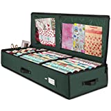 Zober Premium Wrapping Paper Storage Container, with Interior Pockets, fits 18-20 Standard Rolls, Gift Wrap Organizer and Under Bed Storage Bin for Bows, Ribbons, and Wrapping Paper, 40” Length - Tear-Proof Fabric - 5-Year Warranty