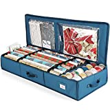 Hearth & Harbor Wrapping Paper Storage Container - Christmas Storage Bag with Interior Pockets - Gift Wrapping Organizer Storage Fits Up to 22 Rolls of 40' - Tear Proof  Wrapping Paper Organizer